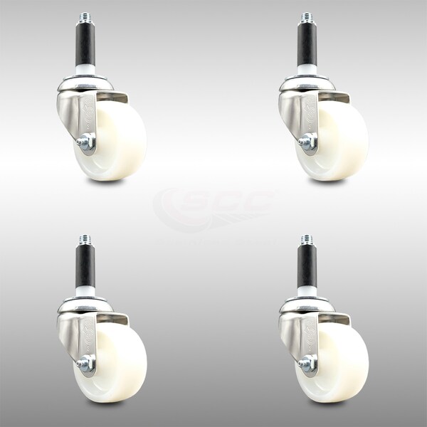 3 Inch 316SS Nylon Wheel Swivel 7/8 Inch Expanding Stem Caster Set SCC